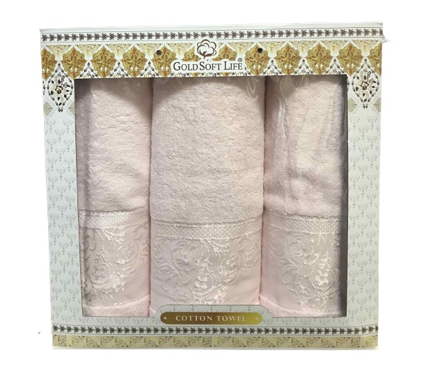 

Набор махровых полотенец Gold Soft Life Hindistan 50*90(2) и 70*140 розовый (ts-02381)