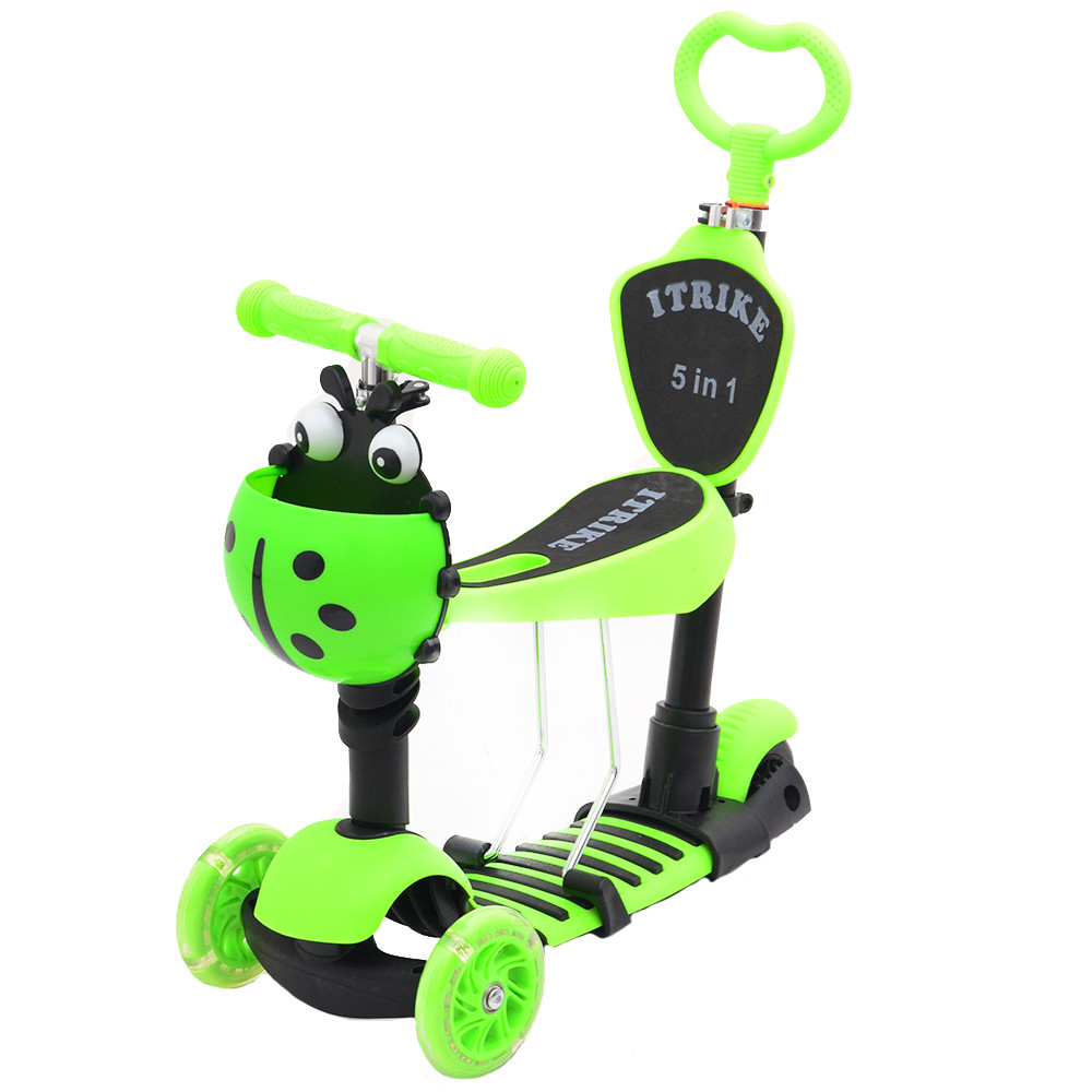 

Самокат детский iTrike Maxi JR 3-026-B Божья коровка Родительская ручка Зеленый
