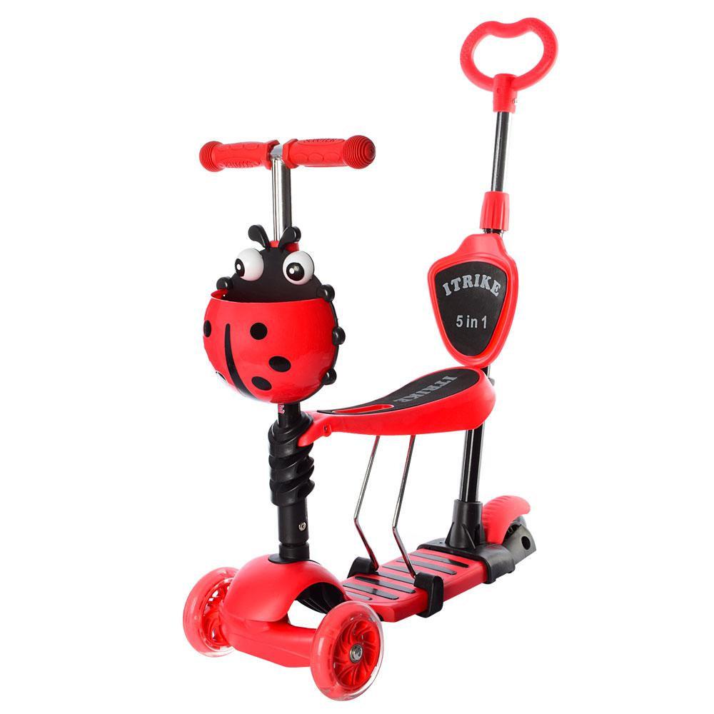 

Самокат детский iTrike Maxi JR 3-026-B Божья коровка Родительская ручка Красный