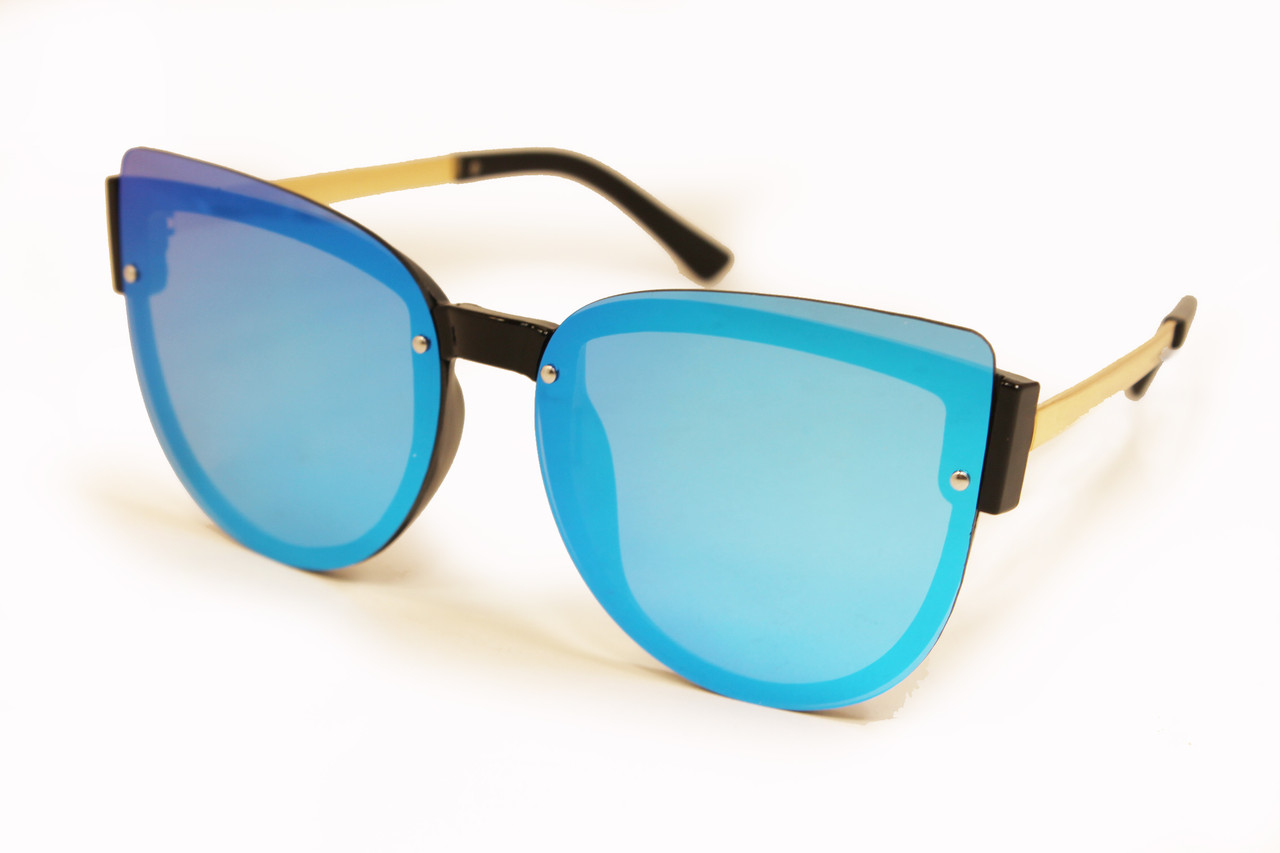 

Очки женские солнцезащитные Shust 8151-5 зеркальные голубые в пластмассовой оправе