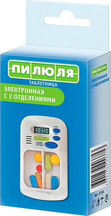 

Контейнер для лекарственных средств Пилюля электронный с таймером и 2 отделениями (4601834003753)