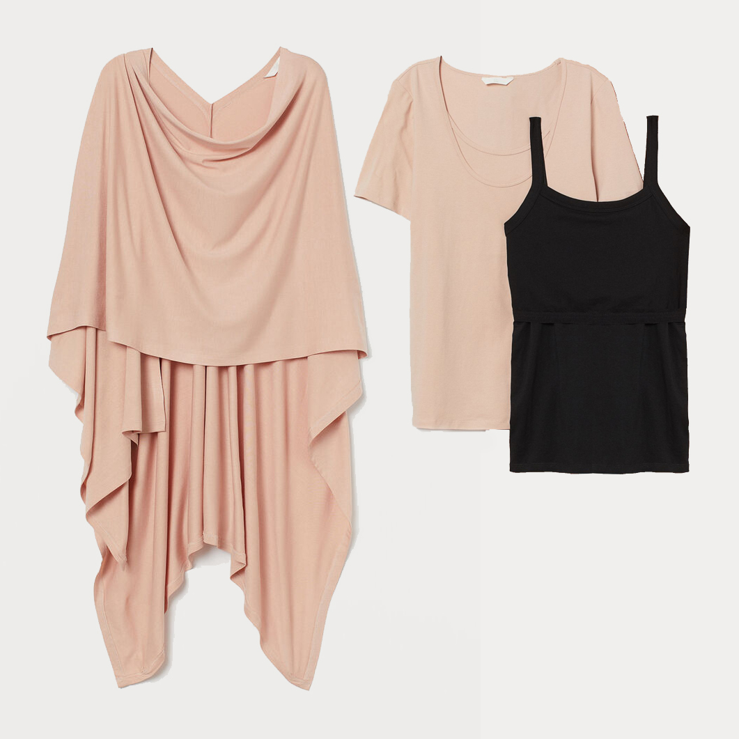 

Комплект (Пончо + футболка + майка) H&M 060859784_komplekt M Пудровый с черным