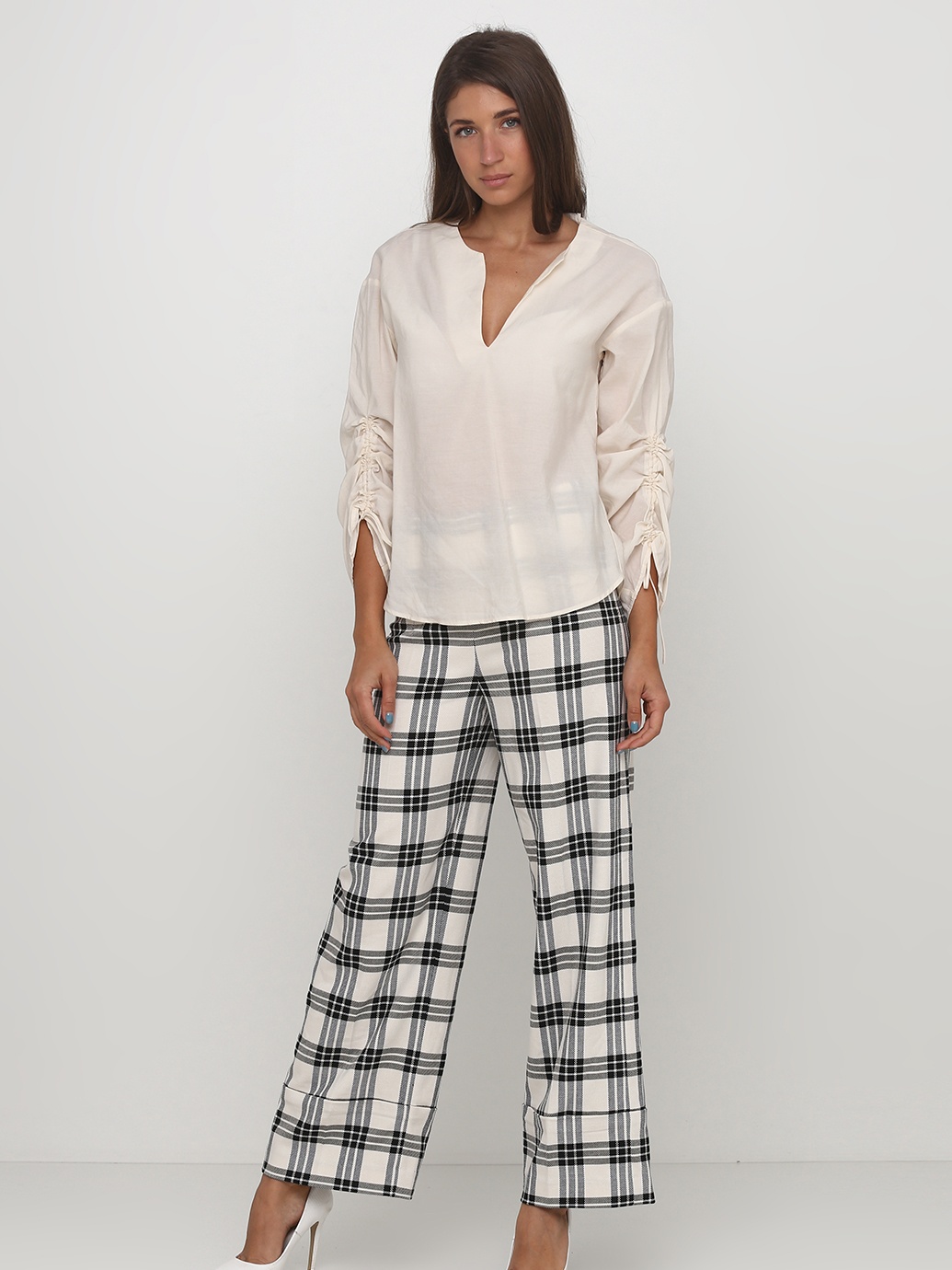 

Брюки H&M 7253549RP2  Черные с белым, Брюки H&M 7253549RP2 38 Черные с белым