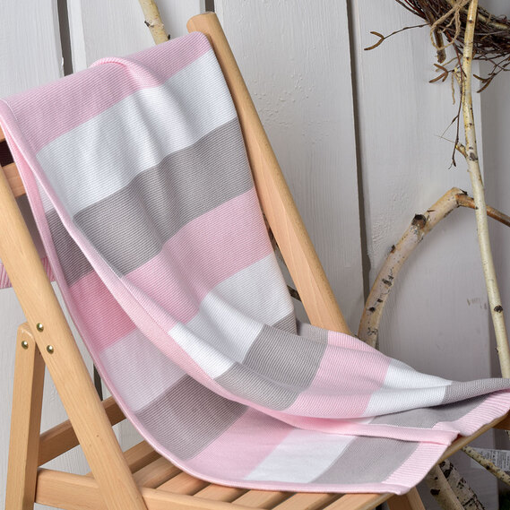 

Плед с шапочкой Ideia Полоса 70*90 см хлопковый вязаный детский розовый арт.8000029909.рожевий