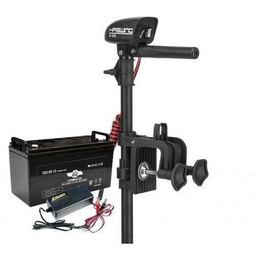 

Электромотор для лодки Haswing W-20lbs; 12V; GEL аккумулятор 12V; 80a/h; Зарядка 10A; Лодочный электромотор Хасвинг 20;