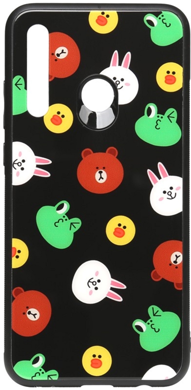 

Панель TOTO Cartoon Print Glass Case для Huawei P Smart+ 2019 Line friends Black