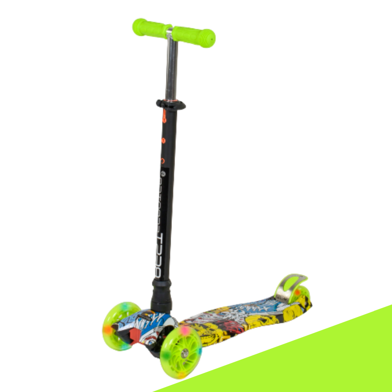 

Самокат детский от 3 лет трехколесный со светящимися колесами Best Scooter MAXI Складной Салатовый (74473)