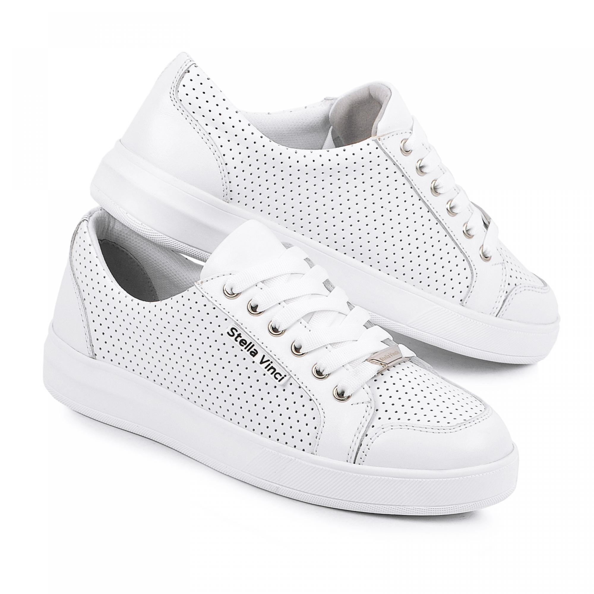 

Кеды женские белые кожа перфорация LuxuryShoes 38 25 см белый 0203