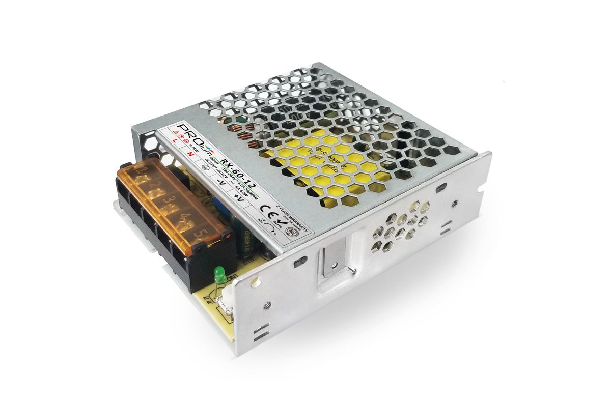 

Блок питания импульсный PROLUM 60W 12V (IP20; 5A) - Series "RX"
