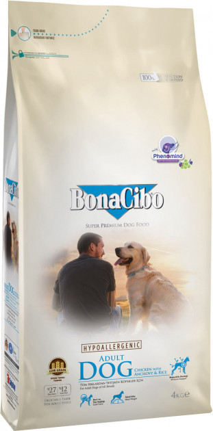 

Гипоаллергенный сухой корм для взрослых собак BonaCibo Adult Dog Chicken&Rice with Anchovy с мясом курицы, анчоусами и рисом 4 кг