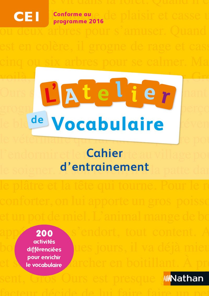 

L`atelier de vocabulaire CE1. Cahier d`exercices
