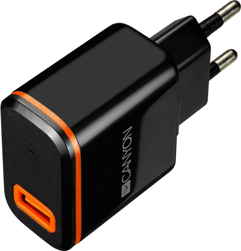 

Сетевое зарядное устройство Canyon USB + встроенный кабель USB Type C 2.1А Black (CNE-CHA042BO)