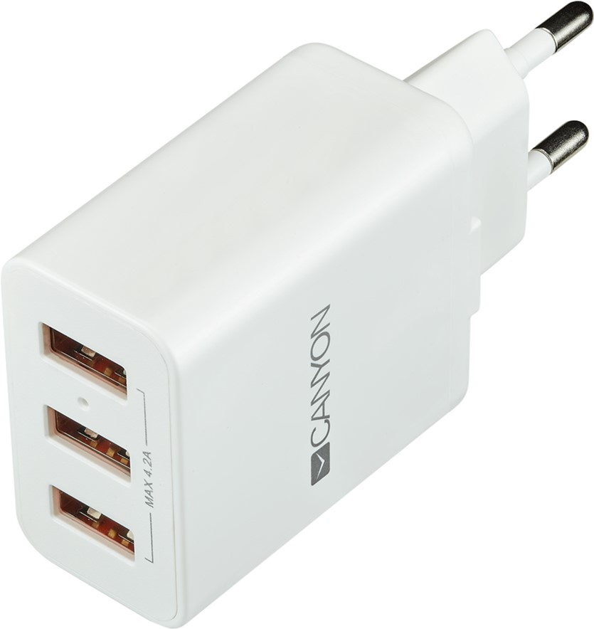 

Сетевое зарядное устройство Canyon 3USB 4.2A White (CNE-CHA05W)