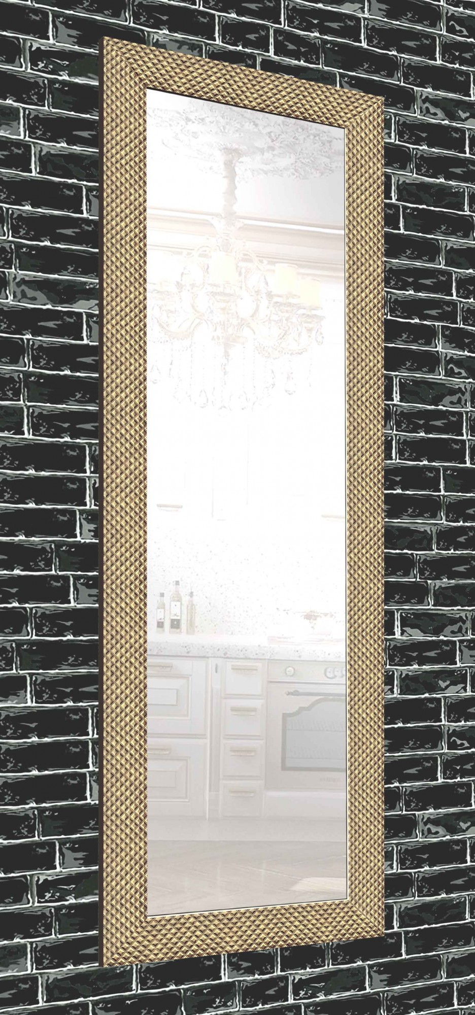 

Зеркало настенное в пластиковой рамке Decorfrom Gold square 60х174 см золотое
