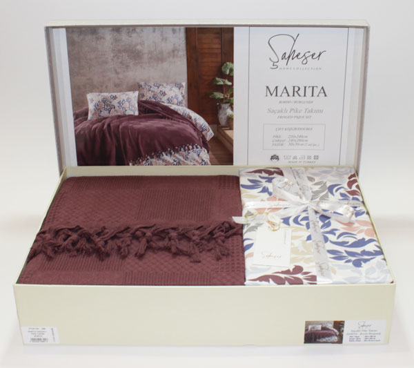 

Saheser Jacquard Pique Set Marita Bordo евро (Bur)