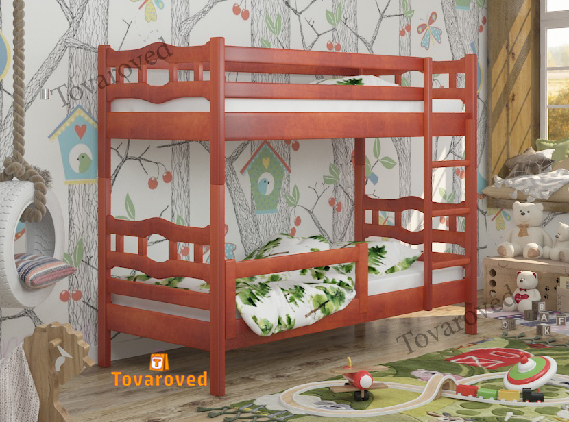 

Двухъярусная кровать 90х200 с бортиком защитным Wellmebely Робин Трансформер сосна Яблоня Л6