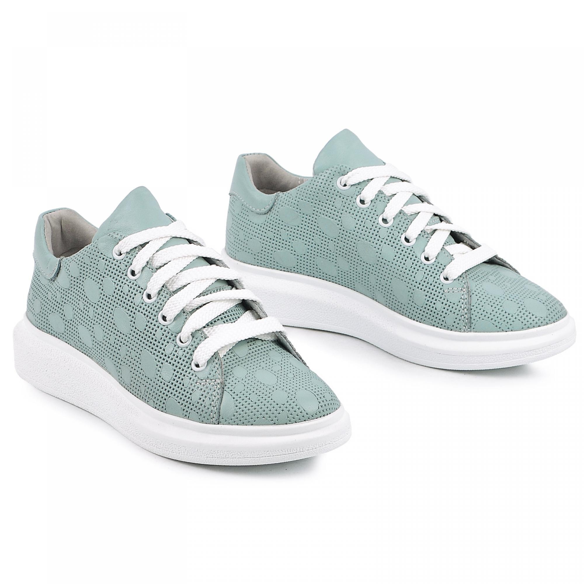 

Кроссовки женские кожа теснение LuxuryShoes 38 24.5см мятный 1727