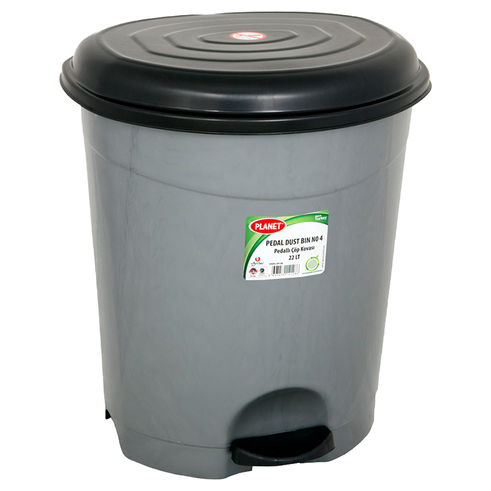 

Ведро для мусора с педалью Planet №4 22 л металлик