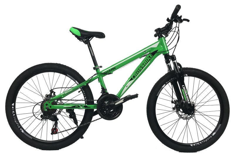 

Велосипед CrossBike Shark 24" 11" Зеленый-Черный-Белый