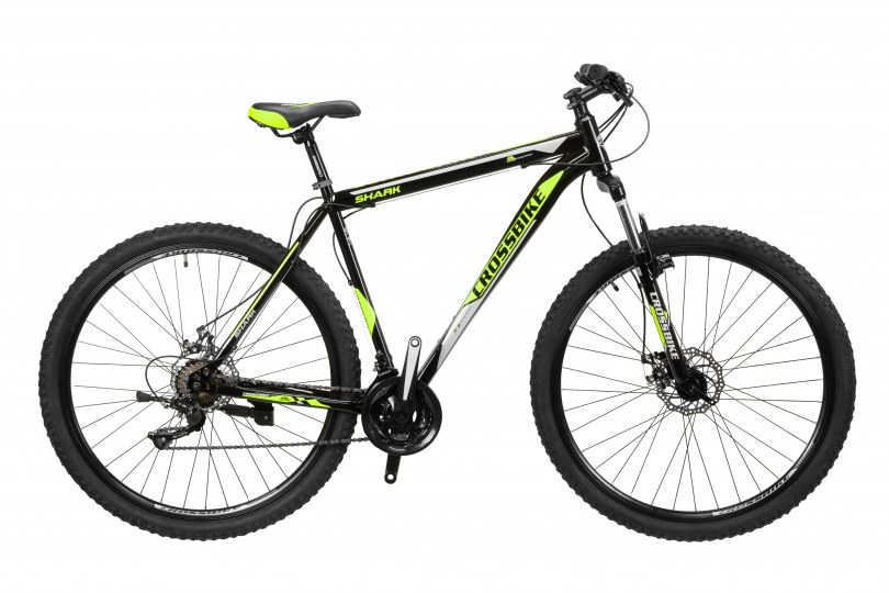

Велосипед CrossBike Shark 26" 13" Черный-Неоновый желтый-Белый