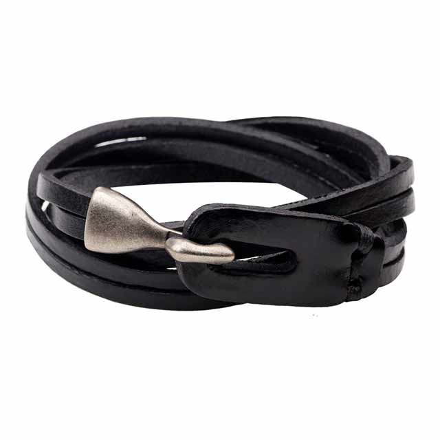 

Кожаный браслет Хопи DiaDemaGrand Черный с серебряным (061744-19-15)