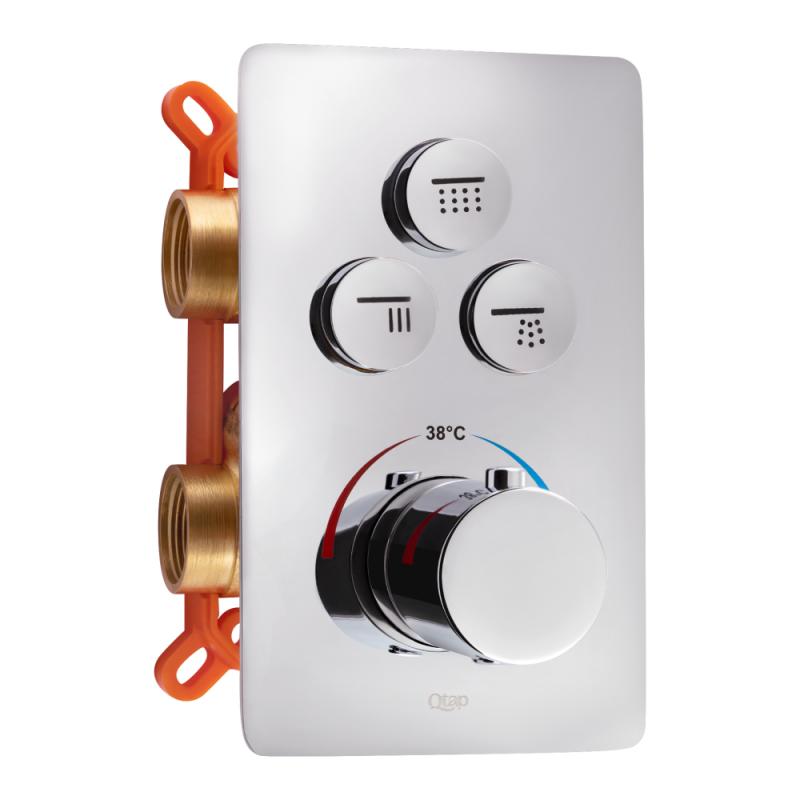 

Смеситель термостатический скрытого монтажа для душа Qtap Votice 6443T105NKC на три потребителя (SX-700145)