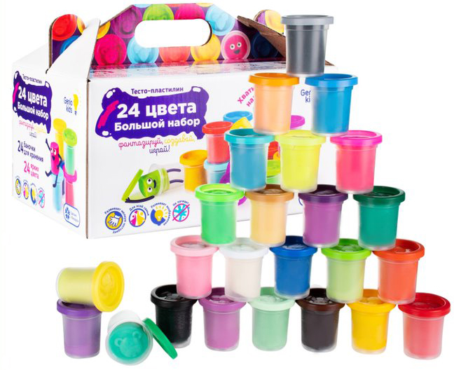 

Набор для детской лепки Genio Kids Тесто-пластилин 24 баночки (TA1097) (4814723008559)