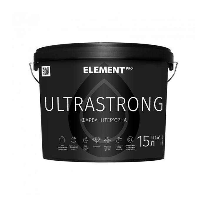 

Фарба інтер'єрна ELEMENT PRO+FACADE SYSTEM ULTRASTRONG База А (15 л)