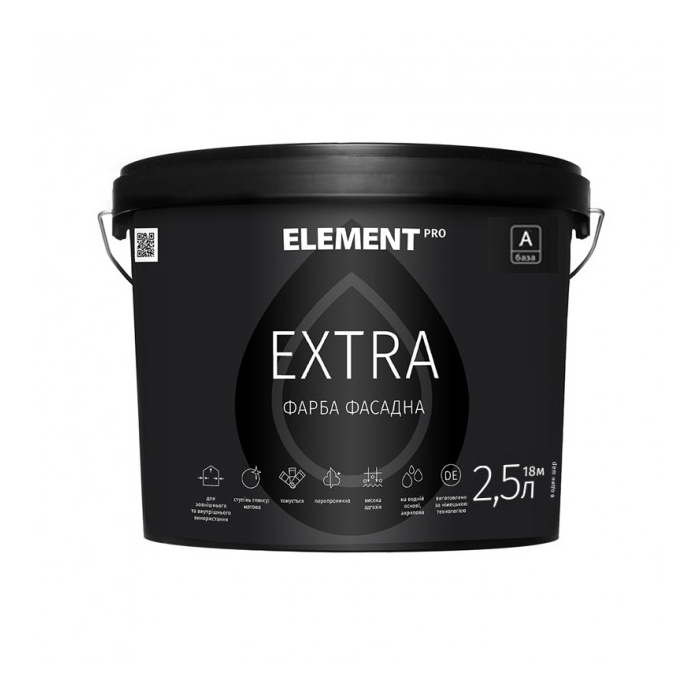 

Фарба фасадна ELEMENT PRO+FACADE SYSTEM EXTRA База А (2,5 л)