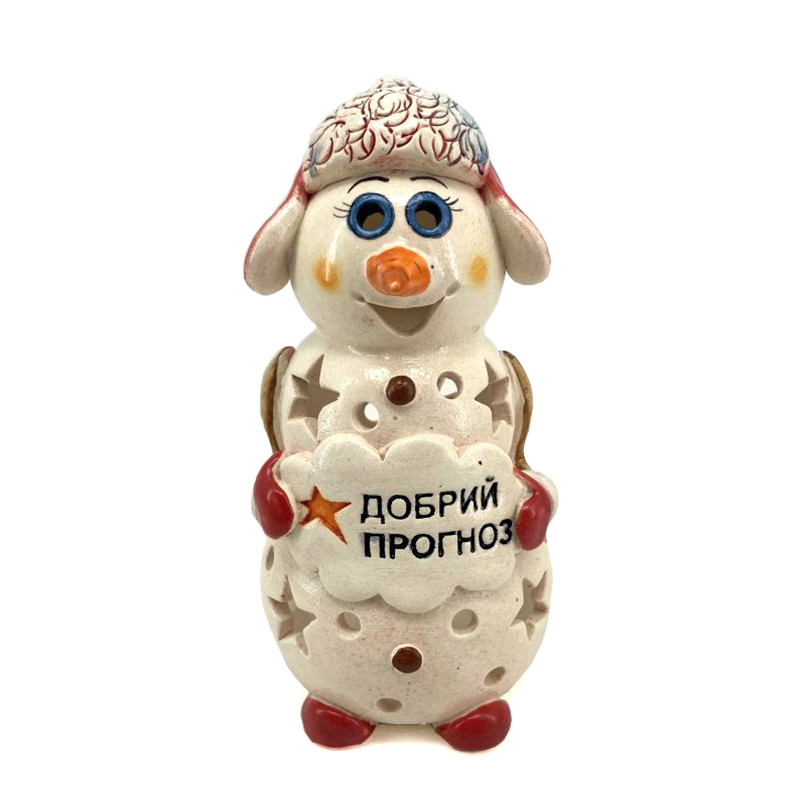 

Светильник Снеговик с 3-х частей красный 14х7 см (ЛОГО) глина керамика