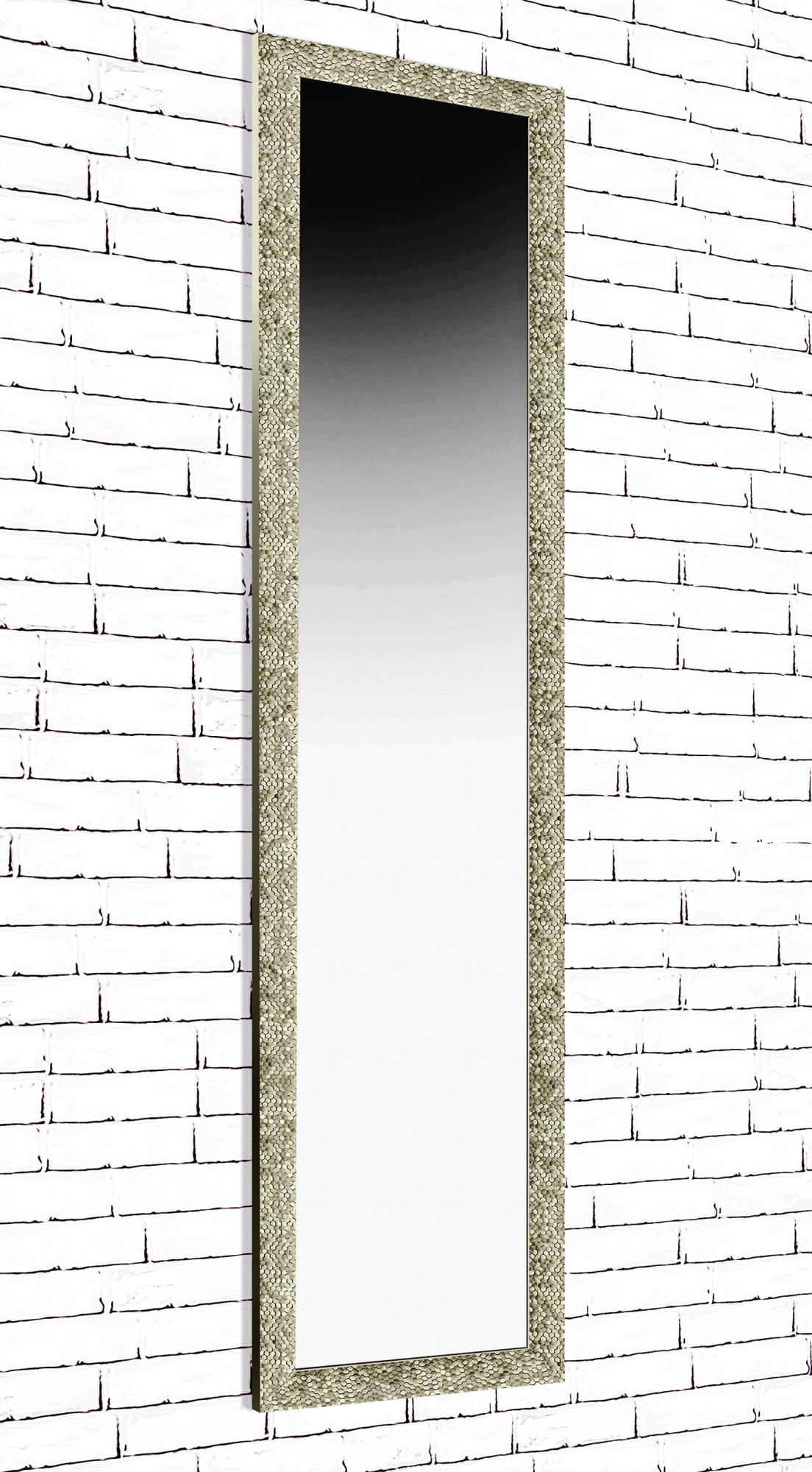 

Зеркало в раме настенное Decorfrom Small beehive Steel 45х167 см серебристое