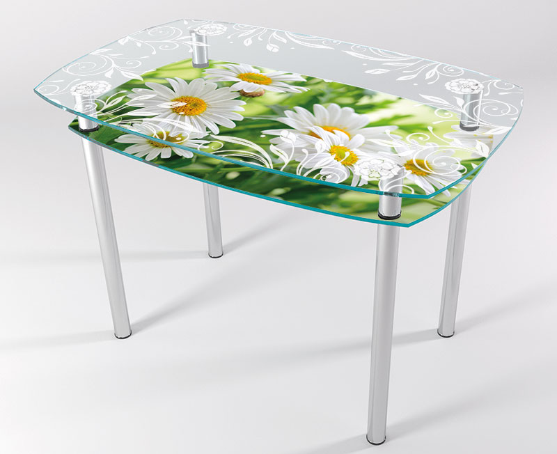 

Стол стеклянный "Jam" Рмашки KT-01 120х80 см