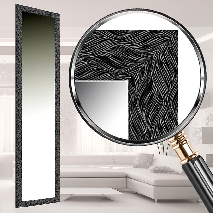 

Зеркало настенное в раме в Decorfrom Black ripples 45х168 см черный
