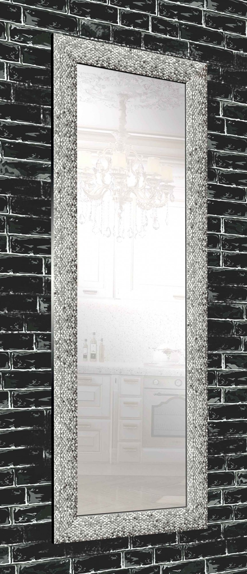 

Зеркало в раме настенное Decorfrom Graphite beehive 60х174 см серый