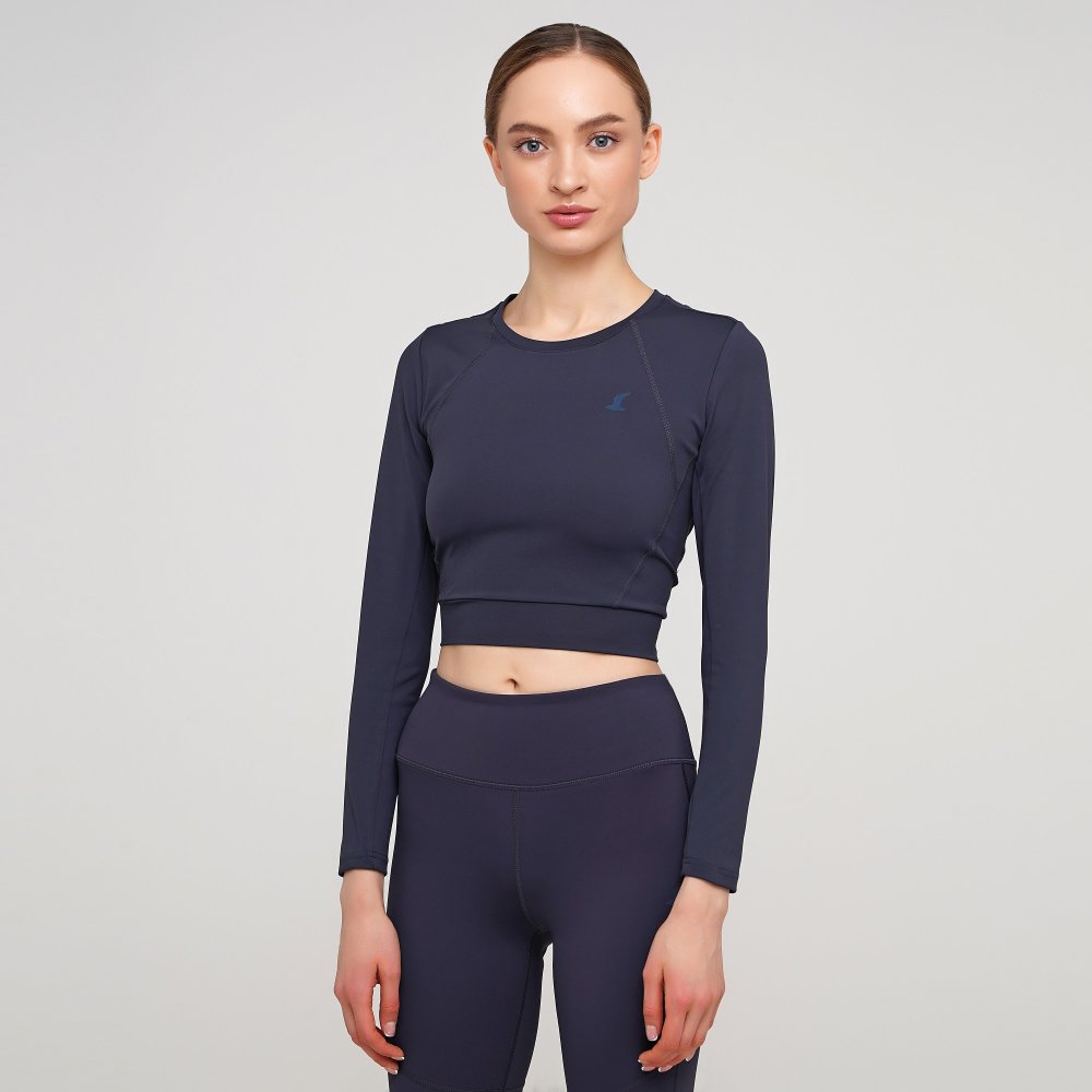 

Женский кроп топ Lagoa women's long sleeve crop top Темно-Синий 40
