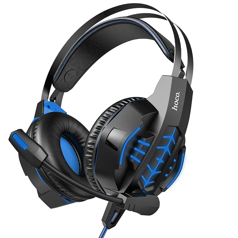 

Игровые наушники HOCO W102 Cool tour gaming headphones Чёрный-синий