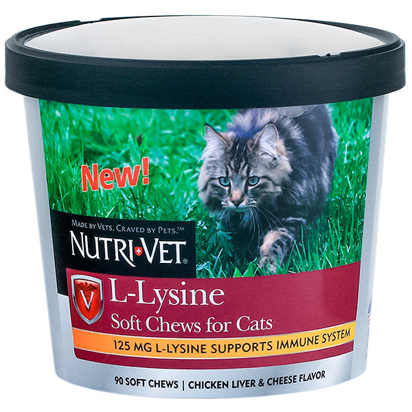 

Витамины Nutri-Vet L-Lysine НУТРИ-ВЕТ L-ЛИЗИН для иммунитета котов, жевательные, 90 табл