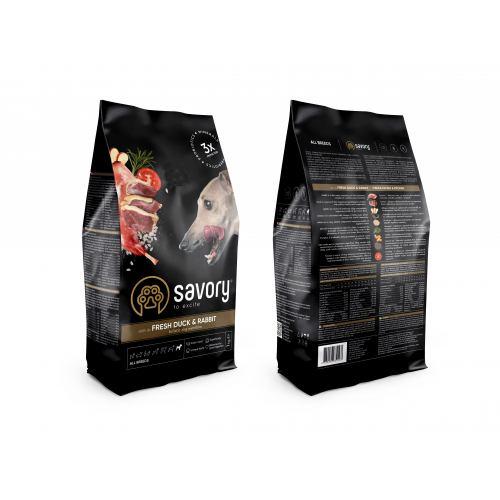 

Сухой корм SAVORY для всех пород с уткой и кроликом 3 кг