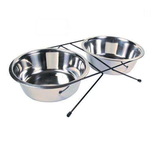 

Подставка под миски + миски металл 2×2,8 л