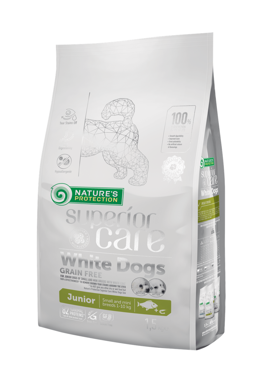 

Сухой корм Natures Protection White Junior Small&Mini Breeds для юниоров с белым окрасом малых пород, 1,5 кг