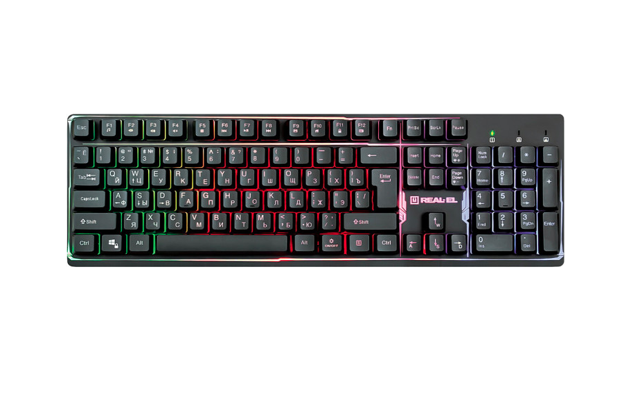 

Клавиатура REAL-EL Comfort 7011 USB Black с подсветкой