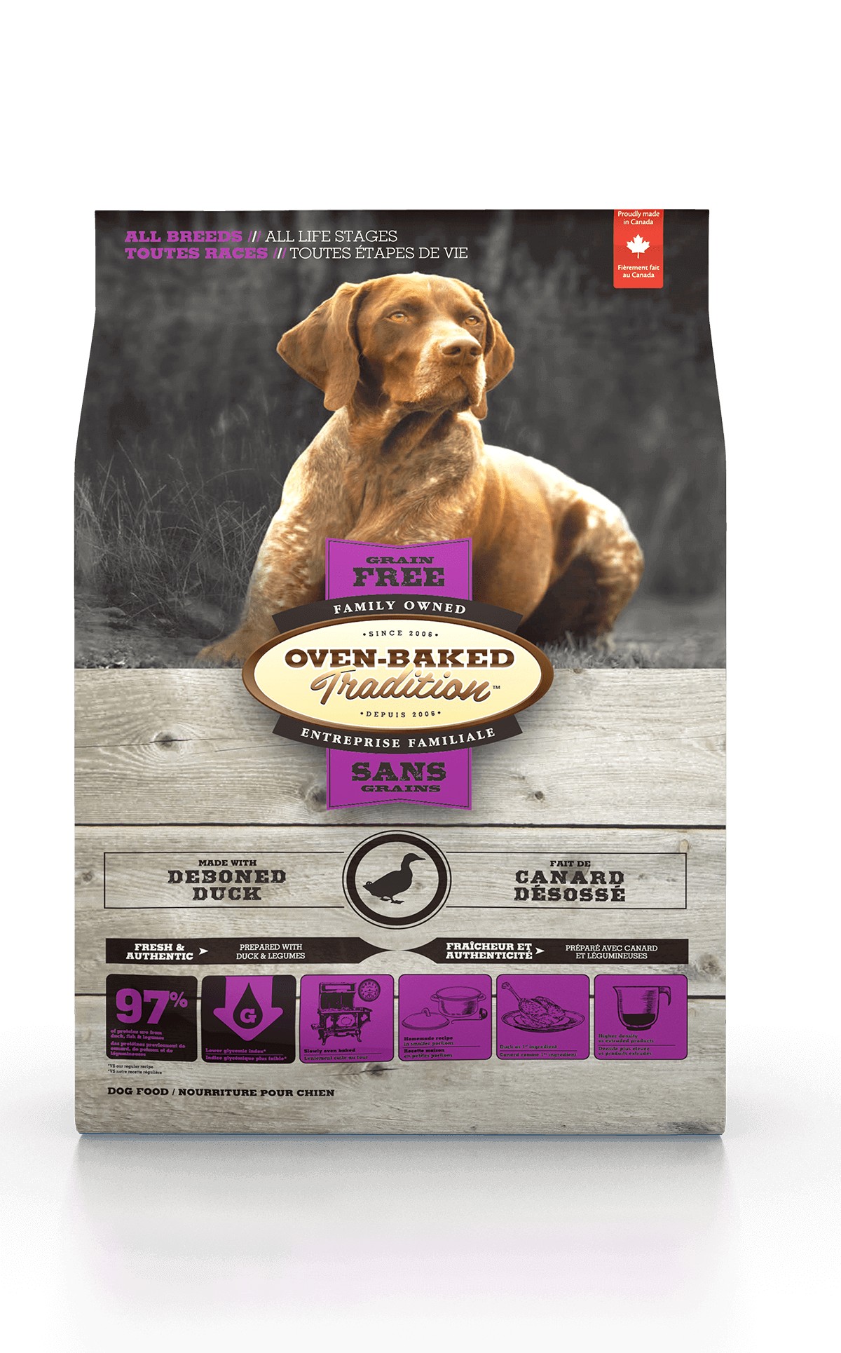 

Сухой беззерновой корм для собак всех пород Oven-Baked Tradition Grain Free Adult All Breed Duck со свежим мясом утки 4,54 кг