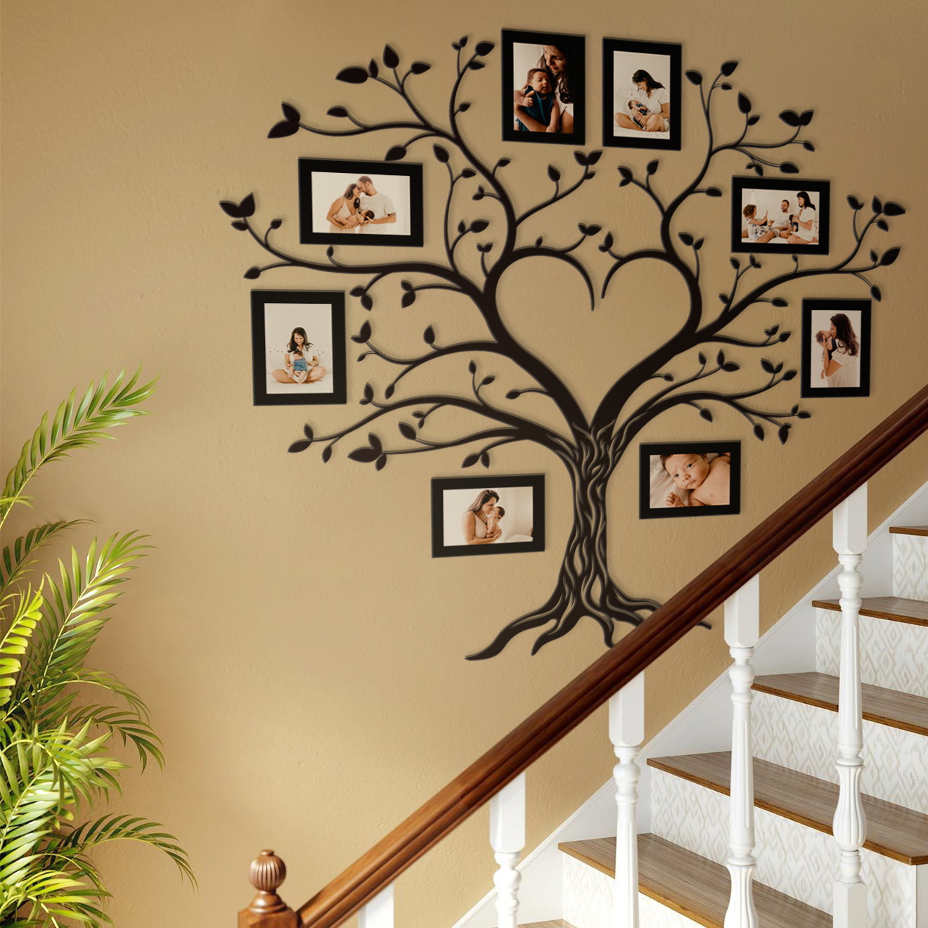 

Семейное дерево Heart 120х110 см LIKEWOOD с набором фоторамок, черное