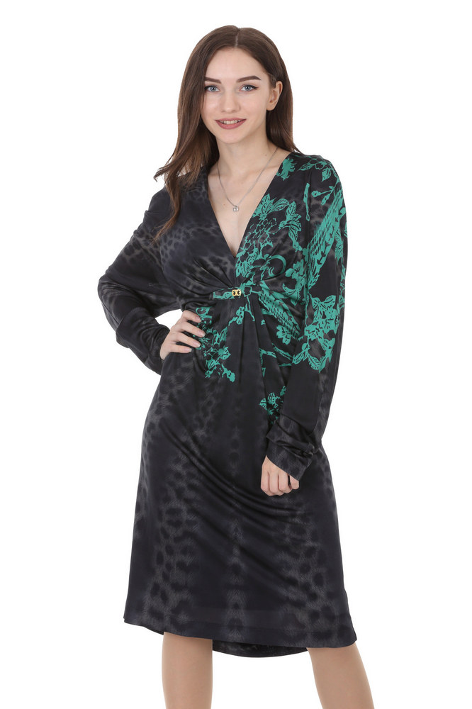 

Платье Roberto Cavalli - черное с зеленым 95792, Платье Roberto Cavalli 48-50 черное с зеленым 95792