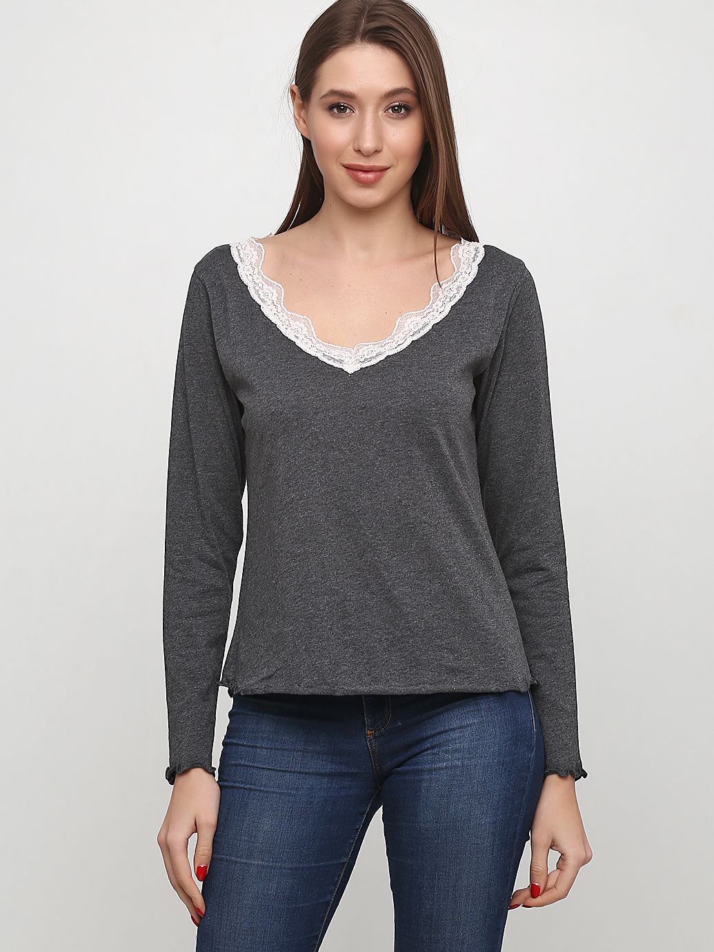 

Лонгслив H&M 0647423-01 M Темно-серый