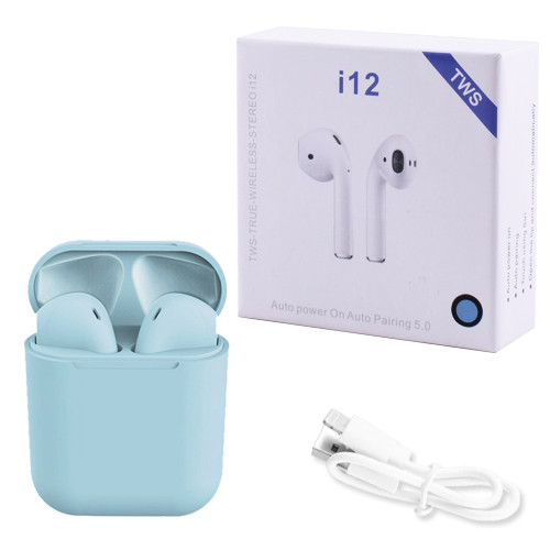 

Беспроводные bluetooth-наушники i12 5.0 с кейсом, blue