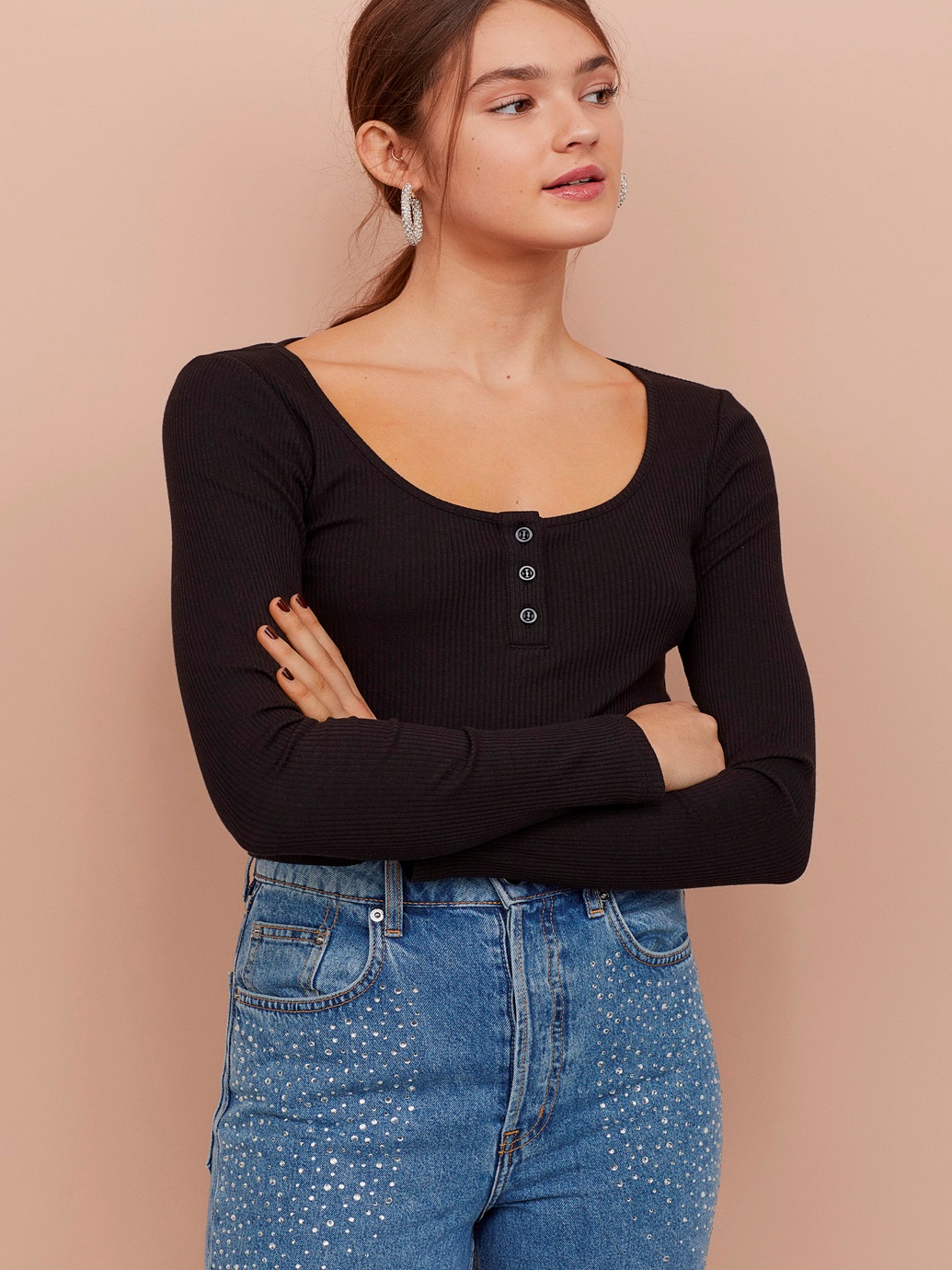 

Топ H&M 0855686-1 S Черный