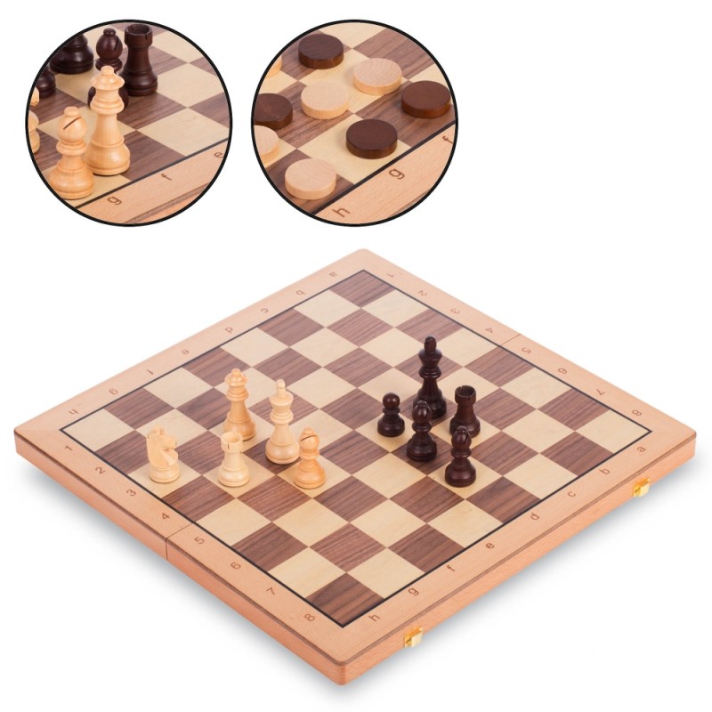 

Шахматы, шашки 2 в 1 деревянные ChessTour 520х520 мм, код: W9052