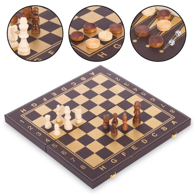 

Шахматы, шашки, нарды 3 в 1 кожзам ChessTour 400x400 мм, код: L4008