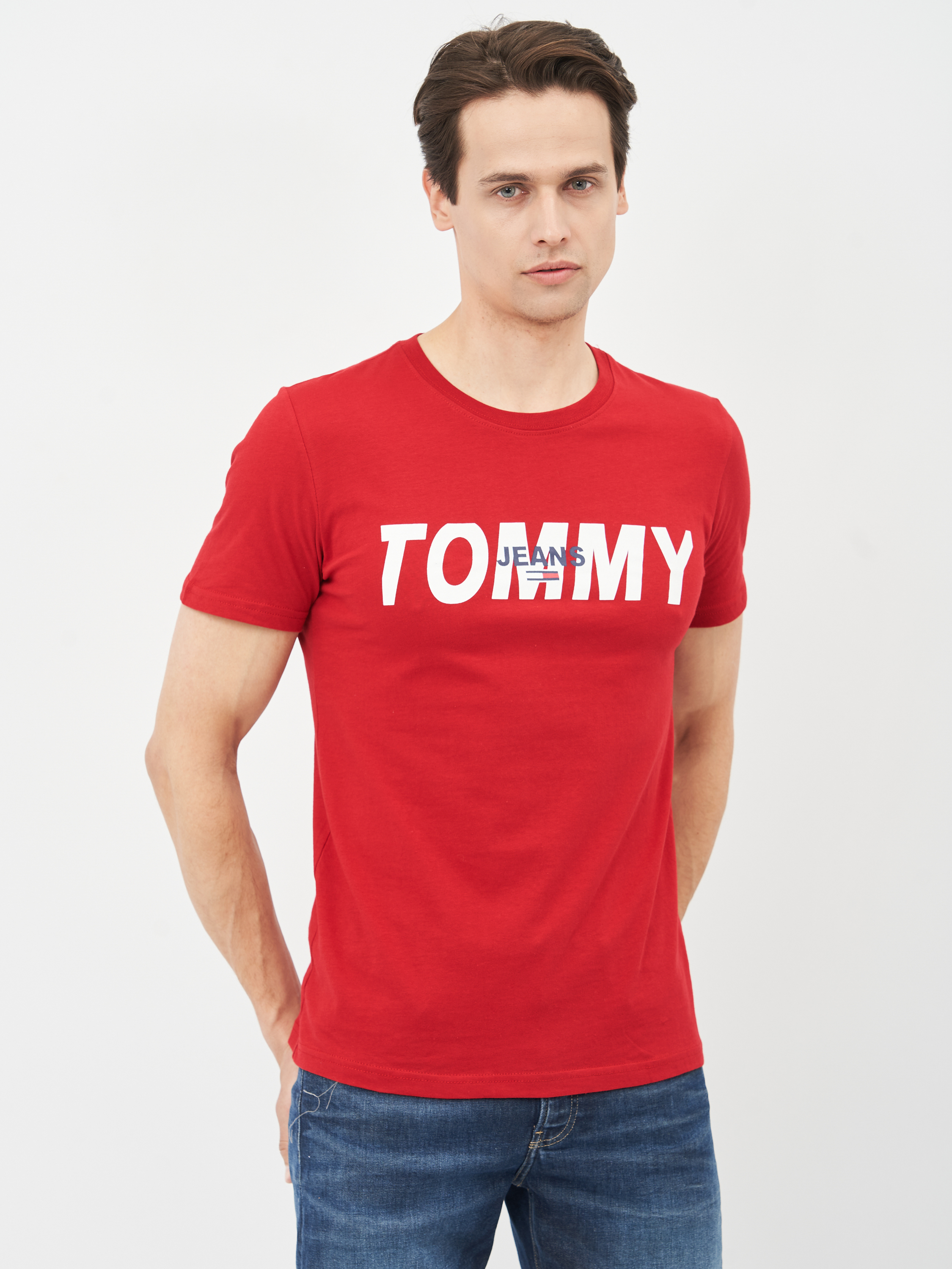 Акция на Футболка Tommy Jeans 10642.3 S (44) Червона от Rozetka